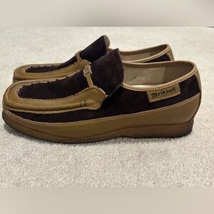 British Walkers Men’s Size 9 Power Brown Suede Tan Leather Slip-On Loafers